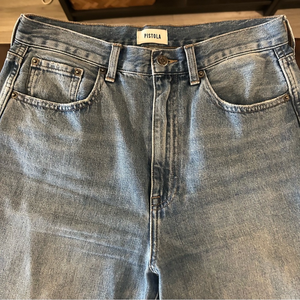 Pistola Eden High Rise Distressed Mom Medium Wash Blue Jeans Size 30 - Picture 9 of 15